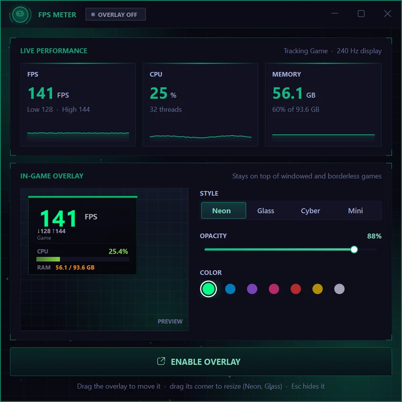 FPS Meter in Syphon Tools